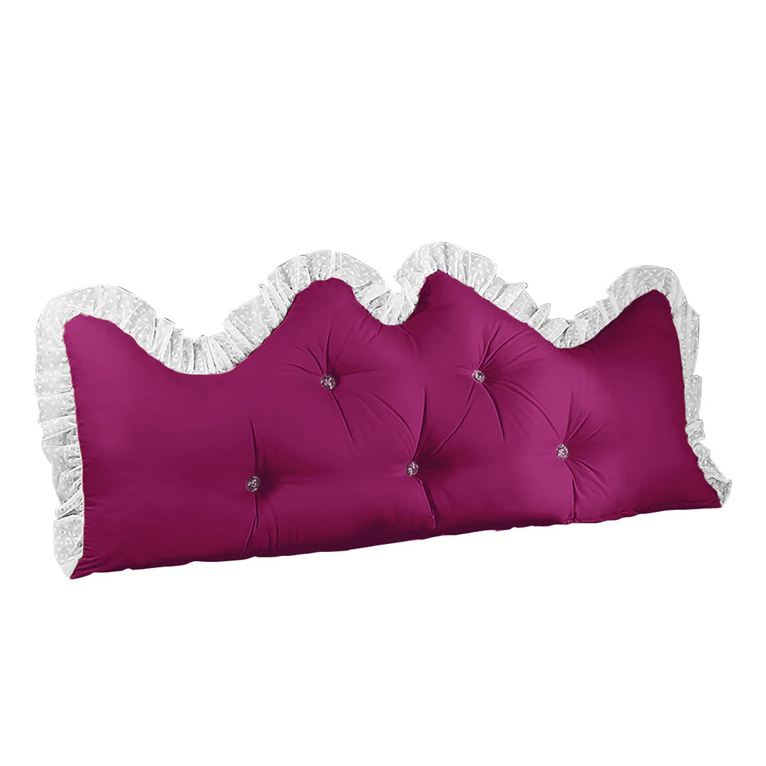 SOGA 120cm Burgundy Princess Bed Pillow Headboard Backrest Bedside Tatami Sofa Cushion with Ruffle Lace Home Decor