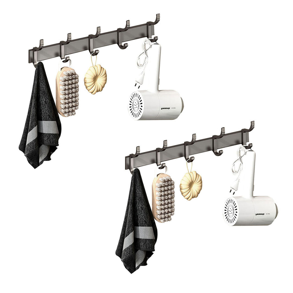 SOGA 2X 37cm Wall Mounted Towel Rack Space-Saving Hanger Organiser with Durable Hooks $ 65.50