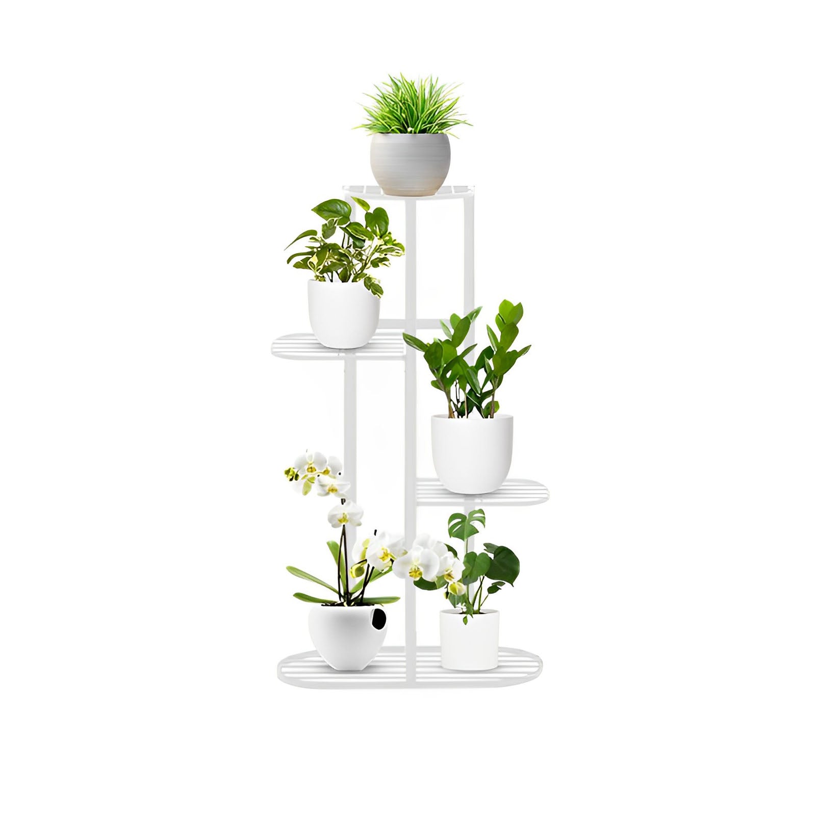 SOGA 4 Tier 5 Pots White Metal Plant Rack Flowerpot Storage Display Stand Holder Home Garden Decor $ 55.50