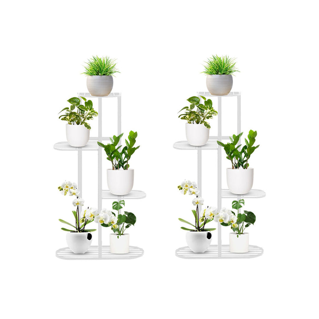 SOGA 2X 4 Tier 5 Pots White Metal Plant Rack Flowerpot Storage Display Stand Holder Home Garden Decor $ 107.90