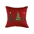 SOGA 45cm Burgundy Red Throw Pillow with Three Embroidered Christmas Trees Festive Holiday Square Cushion Home Decor $ 52.50