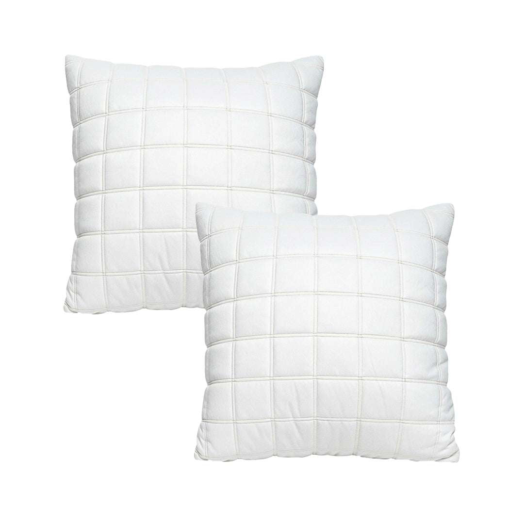 SOGA 2X Quilted Cushion 50cm White Grid Pattern Soft Padded Decorative Throw Pillow $ 119