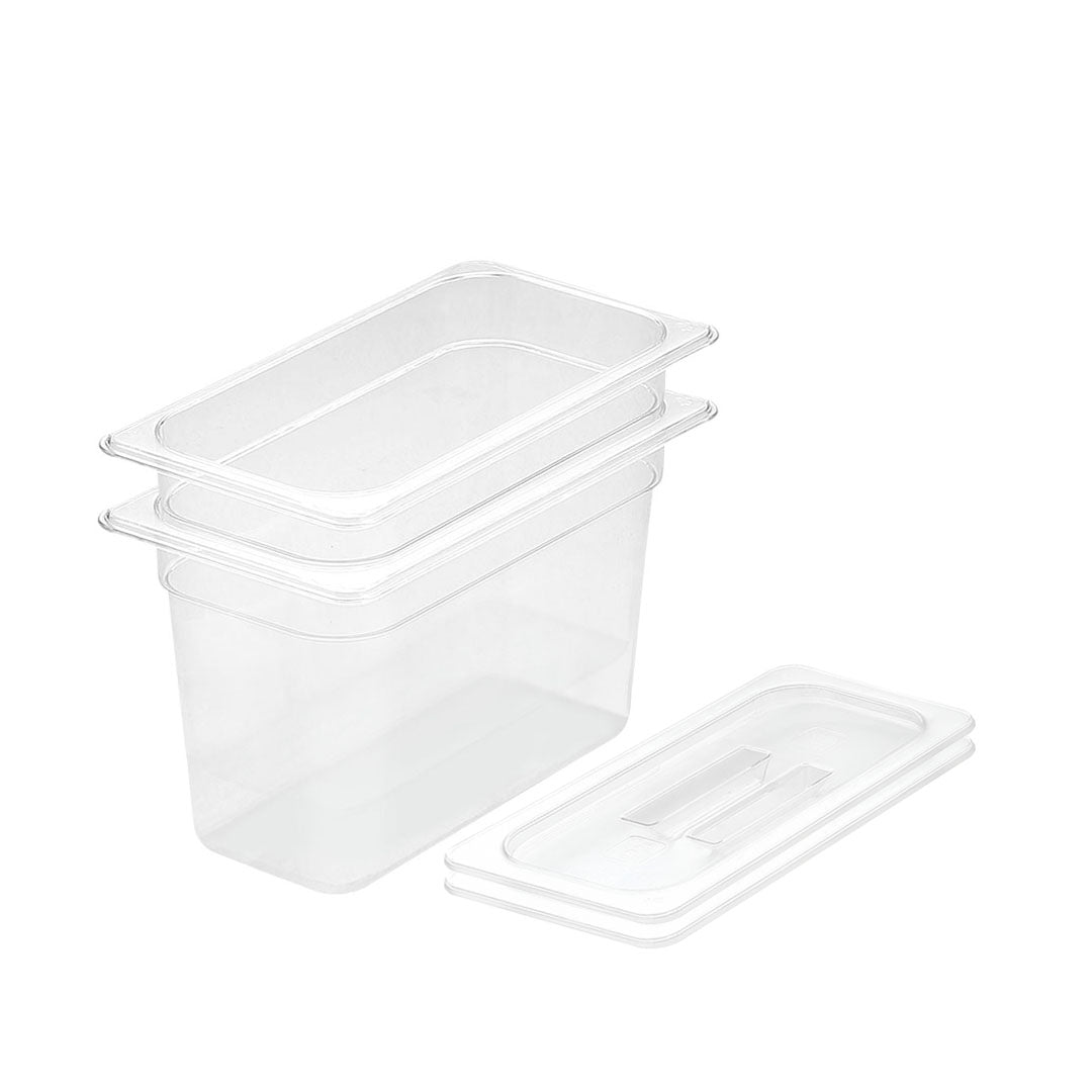 SOGA 200mm Clear Gastronorm GN Pan 1/3 Food Tray Storage Bundle of 2 with Lid $ 107.90