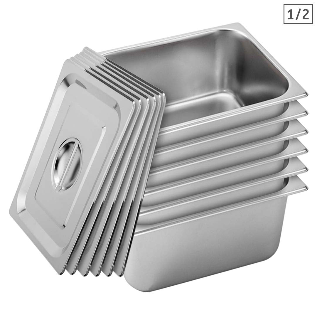 SOGA 6X Gastronorm GN Pan Full Size 1/2 GN Pan 20cm Deep Stainless Steel Tray With Lid $ 199.90