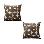 SOGA 2X 45cm Brown Leather Square Pillow Half Moon Patchwork Design Decorative Cushion for Living Room