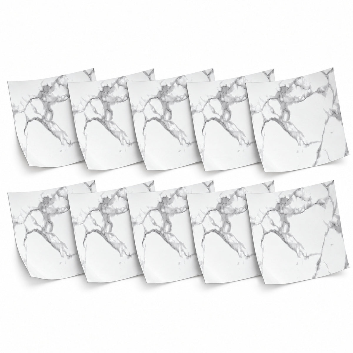 SOGA Peel & Stick Floor and Wall Tiles 60 x 60cm 10 Pack White Grey Faux Marble