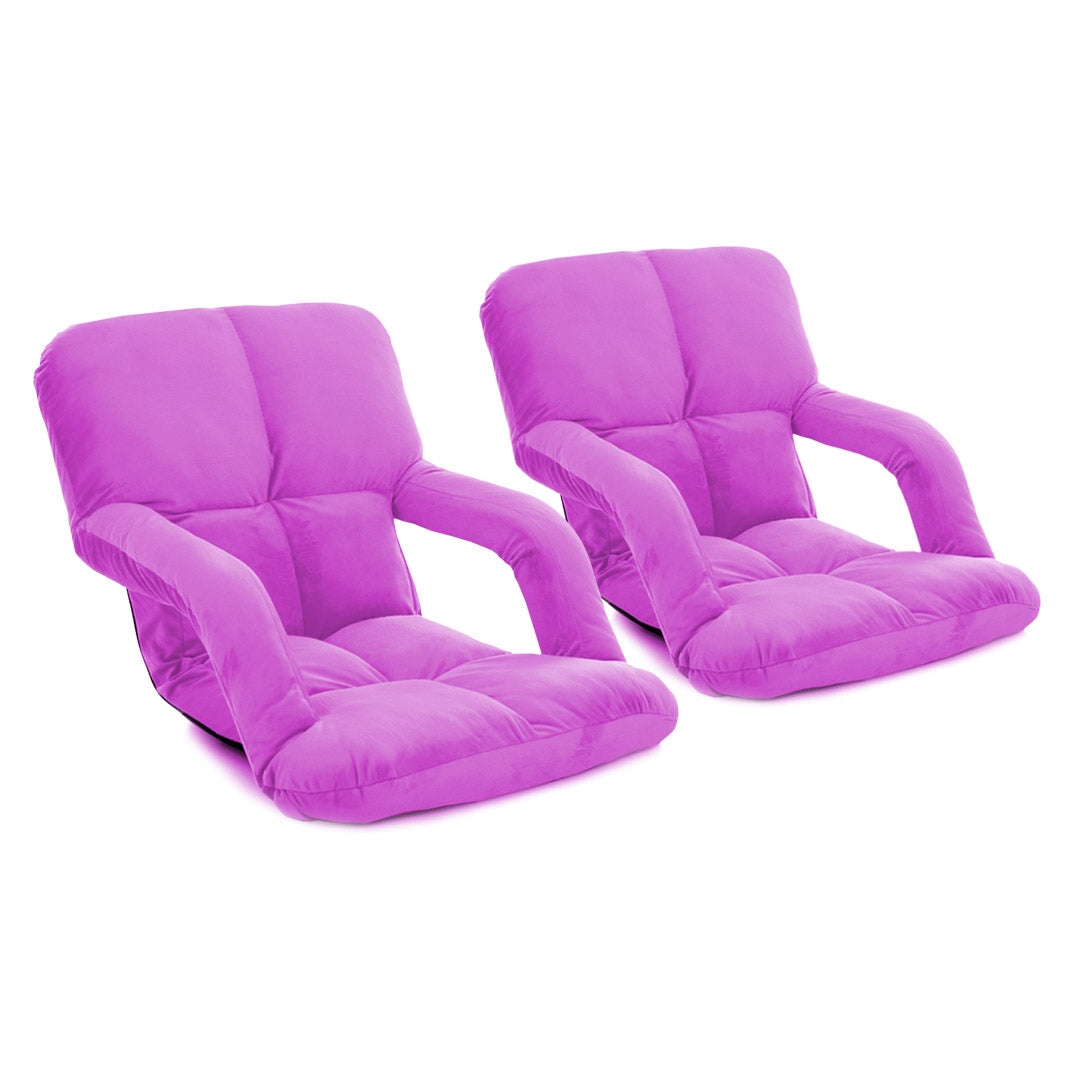 SOGA 2X Foldable Lounge Cushion Adjustable Floor Lazy Recliner Chair with Armrest Purple $ 175.90