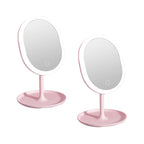 SOGA 2X 20cm Pink Rechargeable LED Light Makeup Mirror Tabletop Vanity Home Decor $ 65.50
