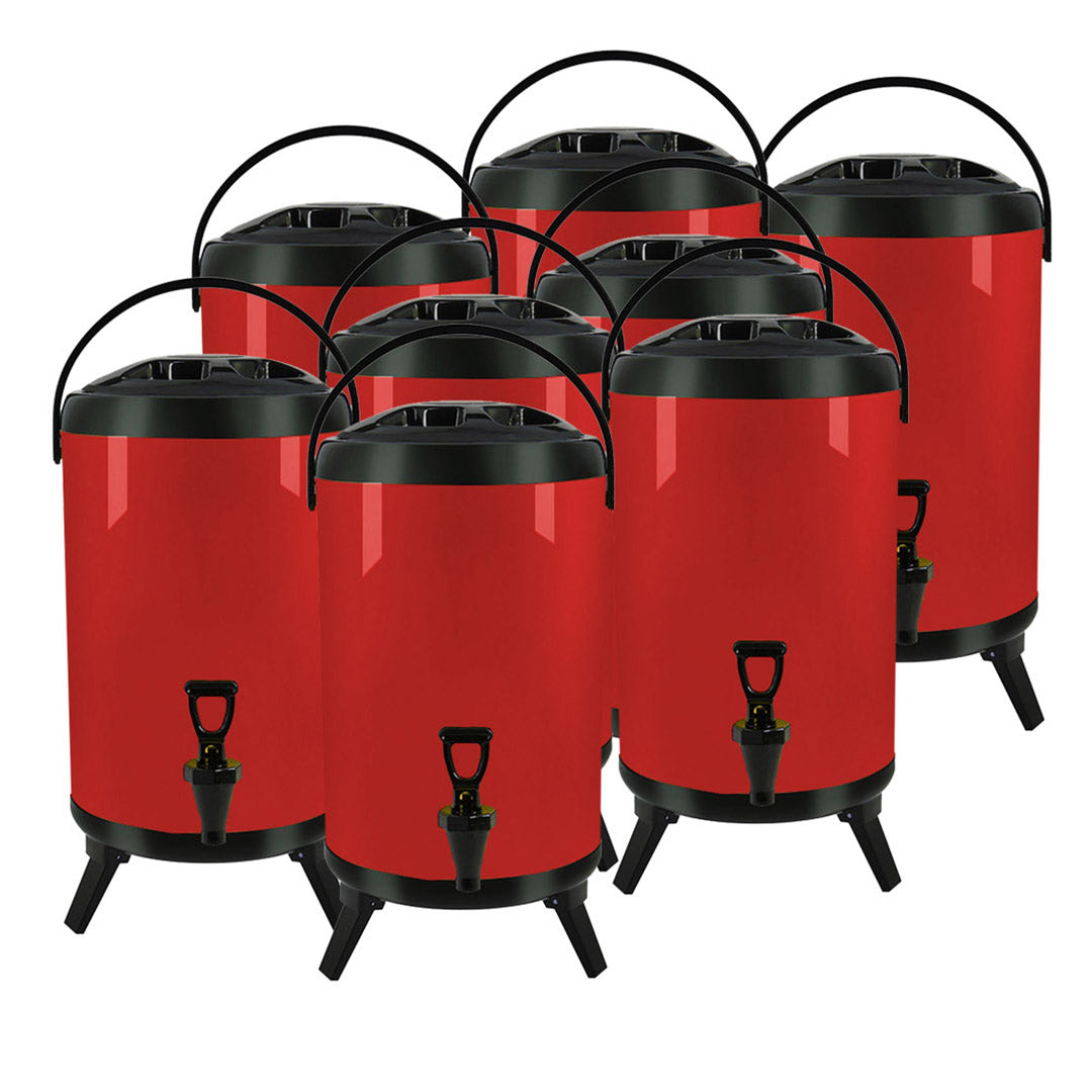 SOGA 8X 16L Stainless Steel Insulated Milk Tea Barrel Hot and Cold Beverage Dispenser Container with Faucet Red $ 785.50