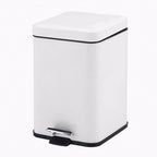 SOGA Foot Pedal Stainless Steel Rubbish Recycling Garbage Waste Trash Bin Square 6L White