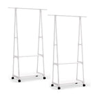 SOGA 2X 2-in-1 Organiser Clothes Shoe Rack Space-Saving Triangular Storage with Wheels White $ 129.50