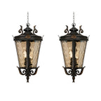 Vintage Lamp 2X 60.3cm Aluminum & Glass Lantern Elegant Chandelier Style Classic Hanging Light Antique-Inspired Design