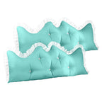 SOGA 2X 150cm Light Blue Princess Bed Pillow Headboard Backrest Bedside Tatami Sofa Cushion with Ruffle Lace Home Decor