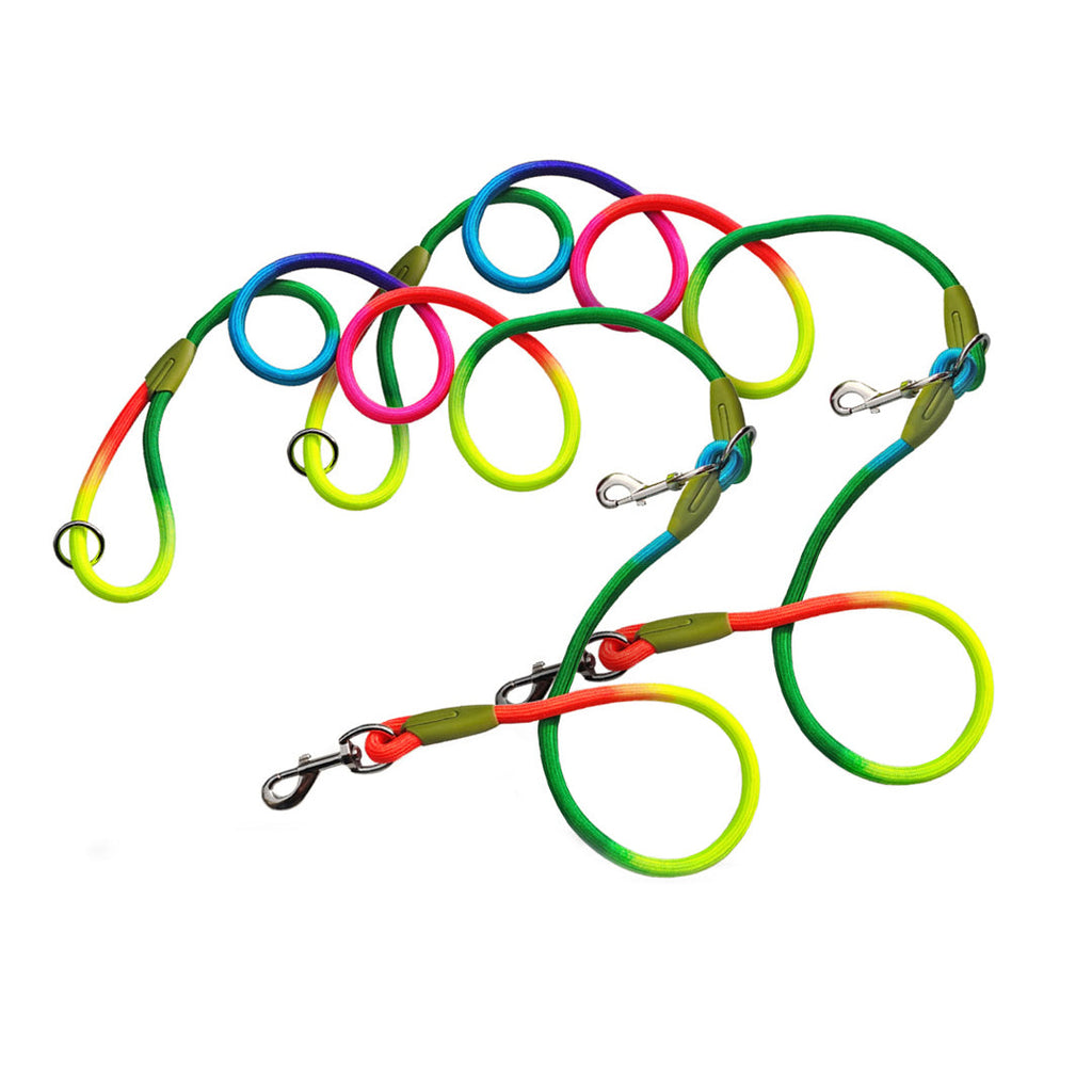 SOGA 2X 220cm Multifunction Hands-Free Rope Pet Cat Dog Puppy Double Ended Leash for Walking Training Tracking Obedience Rainbow $ 47.50