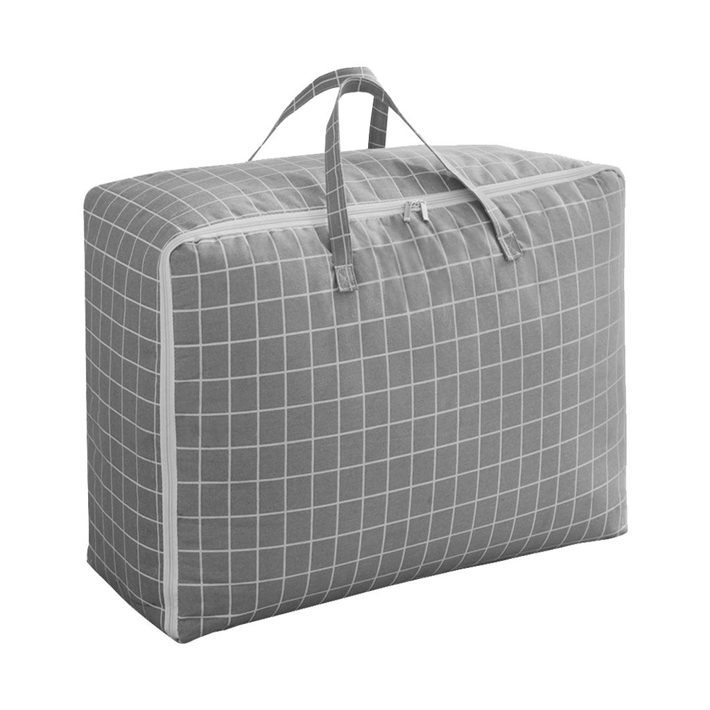 SOGA Grey Plaid Medium Storage Luggage Bag Double Zipper Foldable Travel Organiser Essentials $ 24.50
