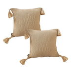SOGA 2X 50CM Light Brown Pillow with Tassel Accents Rizzy Transitional Cover Throw Pillow $ 107.90