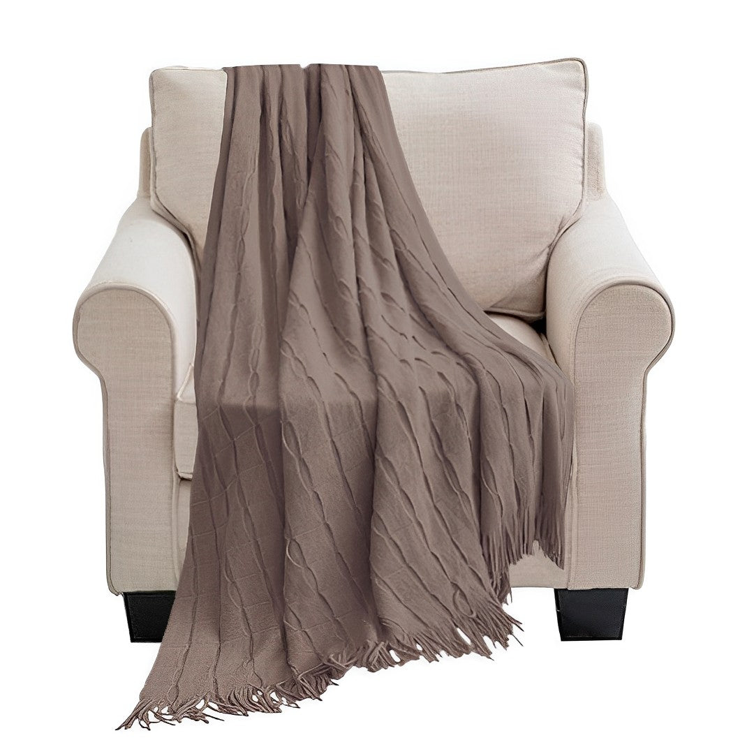SOGA Coffee Textured Knitted Throw Blanket Warm Cozy Woven Cover Couch Bed Sofa Home Decor with Tassels $ 73.50