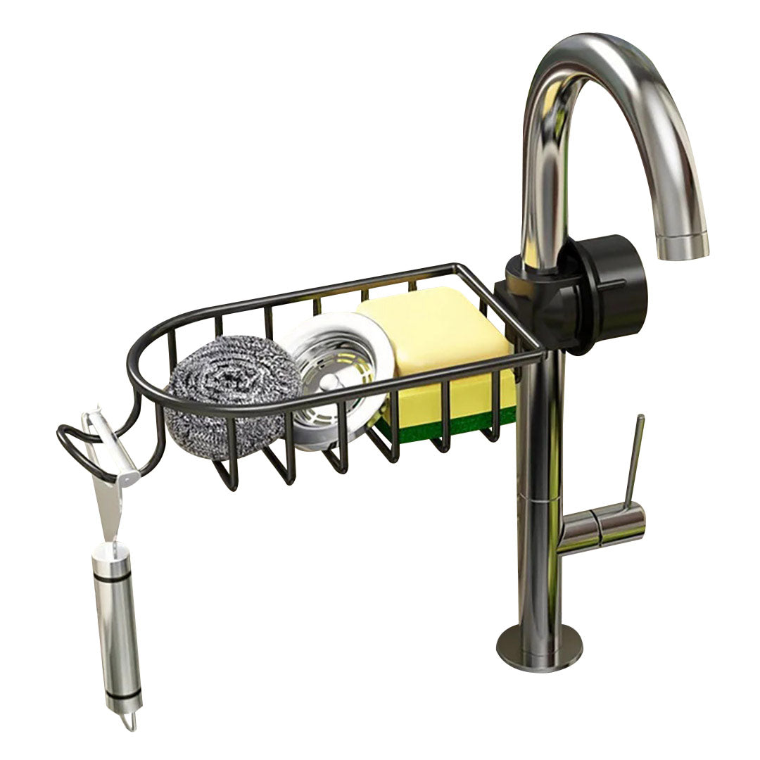 SOGA Black Single Kitchen Sink Organiser Faucet Soap Sponge Caddy Rack Storage Drainer $ 28.90