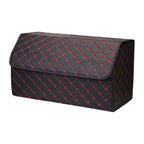 SOGA Leather Car Boot Collapsible Foldable Trunk Cargo Organizer Portable Storage Box Black/Red Stitch Large $ 47.90