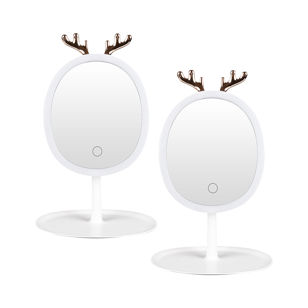 SOGA 2X White Antler LED Light Makeup Mirror Tabletop Vanity Home Decor $ 95.50