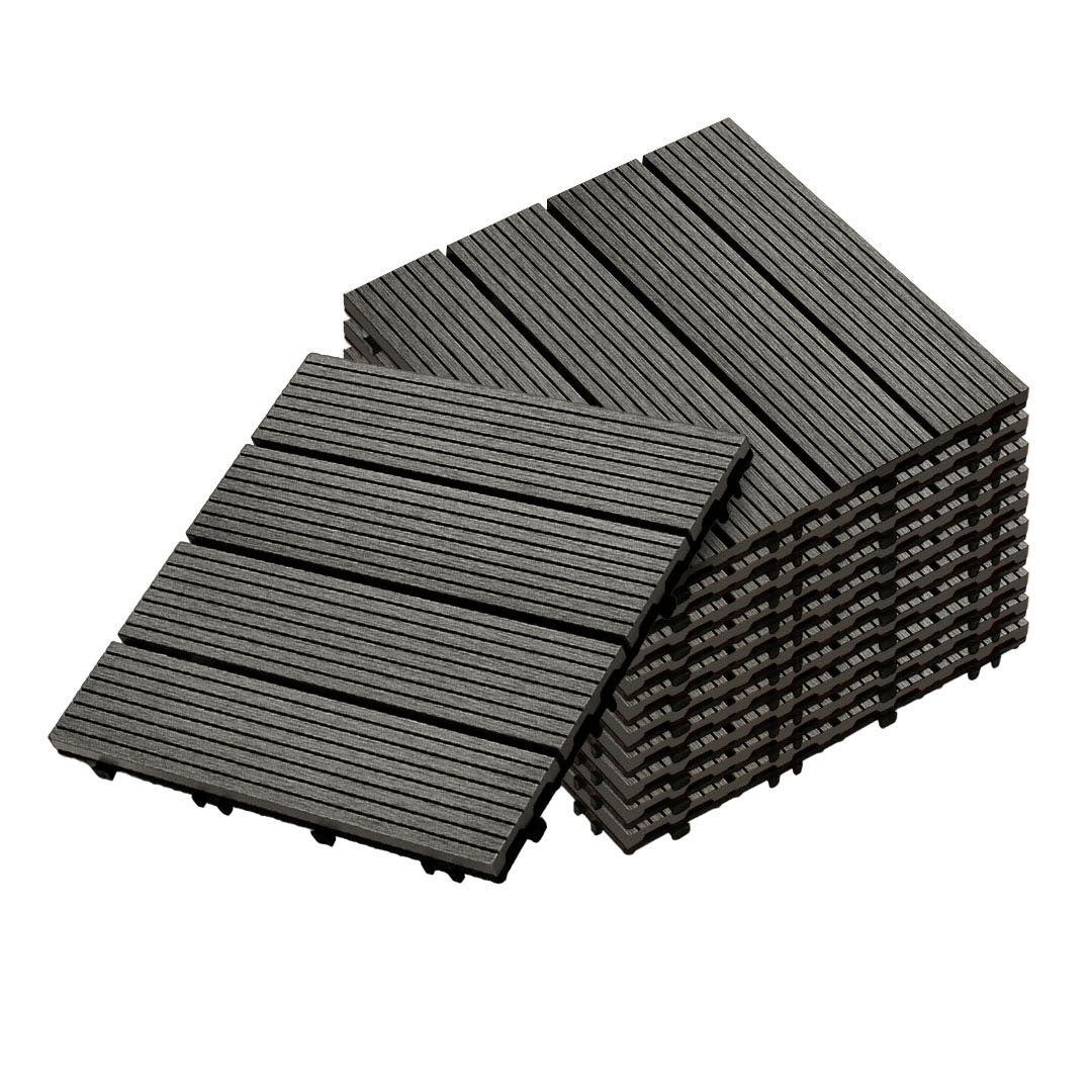 SOGA 11 pcs Grey DIY Wooden Composite Decking Tiles Garden Outdoor Backyard Flooring Home Decor $ 111.50