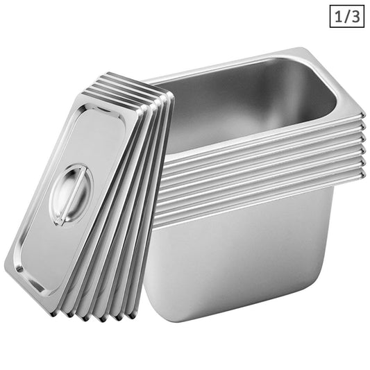 SOGA 6X Gastronorm GN Pan Full Size 1/3 GN Pan 20cm Deep Stainless Steel Tray with Lid $ 177.90