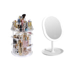 SOGA 360 Degree Rotating Makeup Organiser Cosmetics Holder with 20cm White Rechargeable LED Light Tabletop Vanity Mirror Set $ 75.50