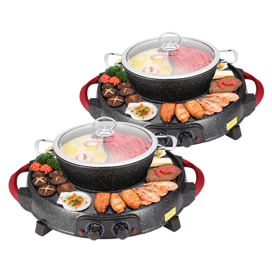 SOGA 2X 2 in 1 Electric Stone Coated Grill Plate Steamboat Two Division Hotpot $ 388.90