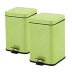 SOGA 2X Foot Pedal Stainless Steel Rubbish Recycling Garbage Waste Trash Bin Square 6L Green