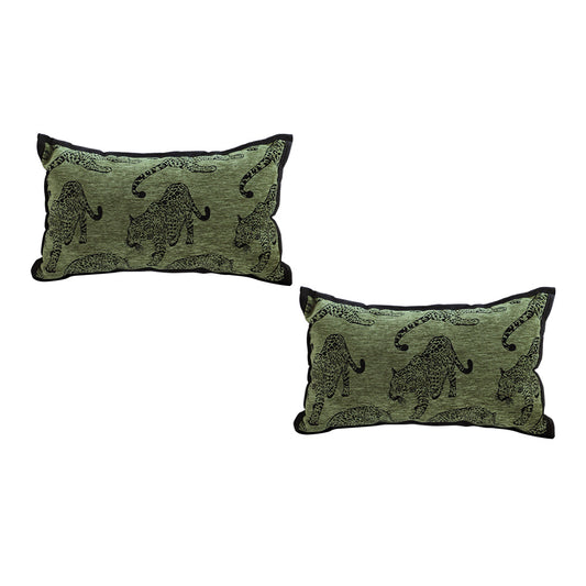 SOGA 2X 30cm Throw Pillow Green Leopard Lumbar Decorative Cushion for Living Room Home Decor $ 101.50