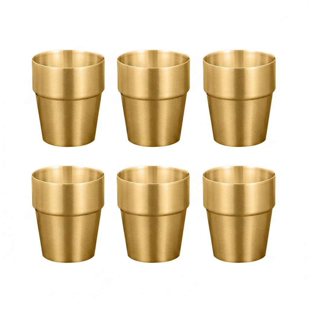 SOGA 260ml Stainless Steel Cups Set of 6 Reusable Durable Gold Drinking Tumblers $ 51