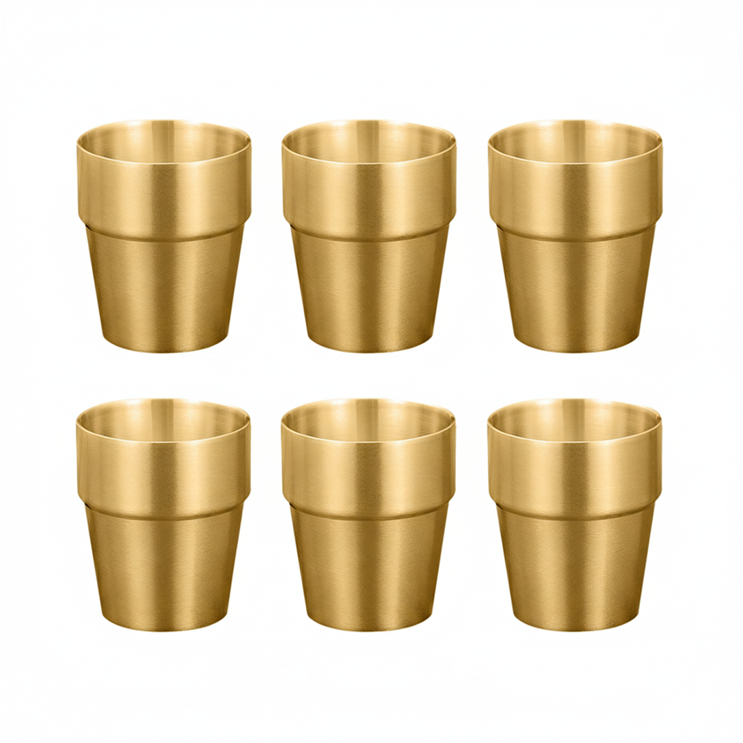 SOGA 260ml Stainless Steel Cups Set of 6 Reusable Durable Gold Drinking Tumblers $ 51