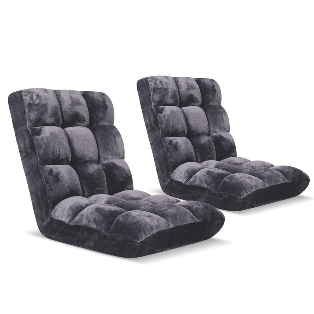 SOGA 2X Floor Recliner Folding Lounge Sofa Futon Couch Folding Chair Cushion Grey $ 183.50