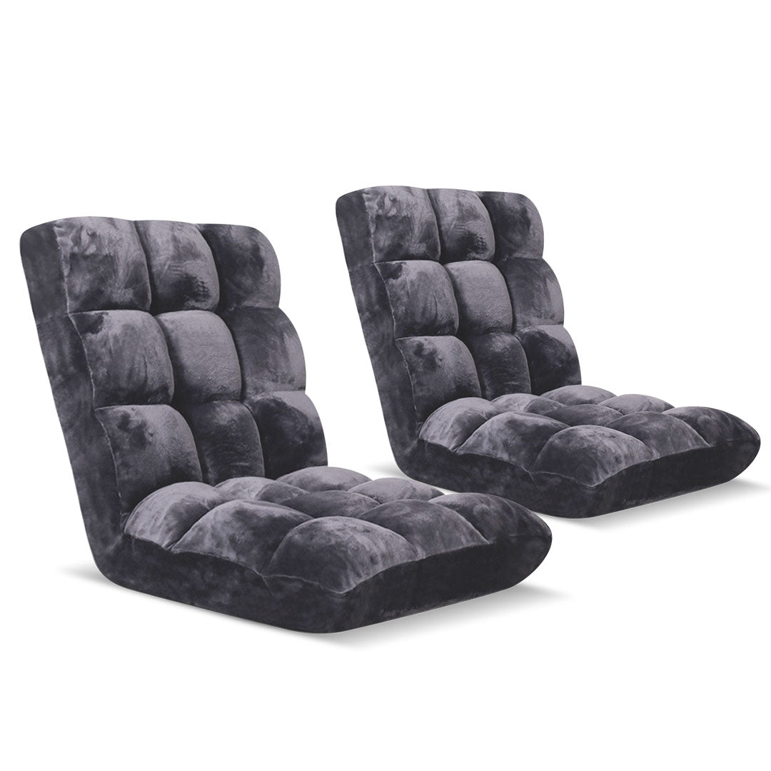 SOGA 2X Floor Recliner Folding Lounge Sofa Futon Couch Folding Chair Cushion Grey $ 183.50