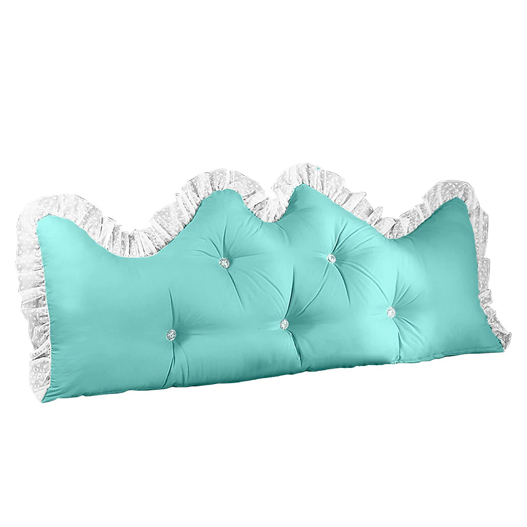 SOGA 150cm Light Blue Princess Bed Pillow Headboard Backrest Bedside Tatami Sofa Cushion with Ruffle Lace Home Decor