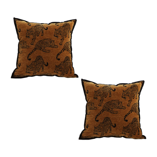 SOGA 2X 45cm Throw Pillow Dark Brown Leopard Square Retro Decorative Cushion for Living Room $ 101.50