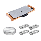 SOGA Kitchenware Bundle – Electric Ceramic BBQ Grill, Silver Grilling Plate & Sauce Pan