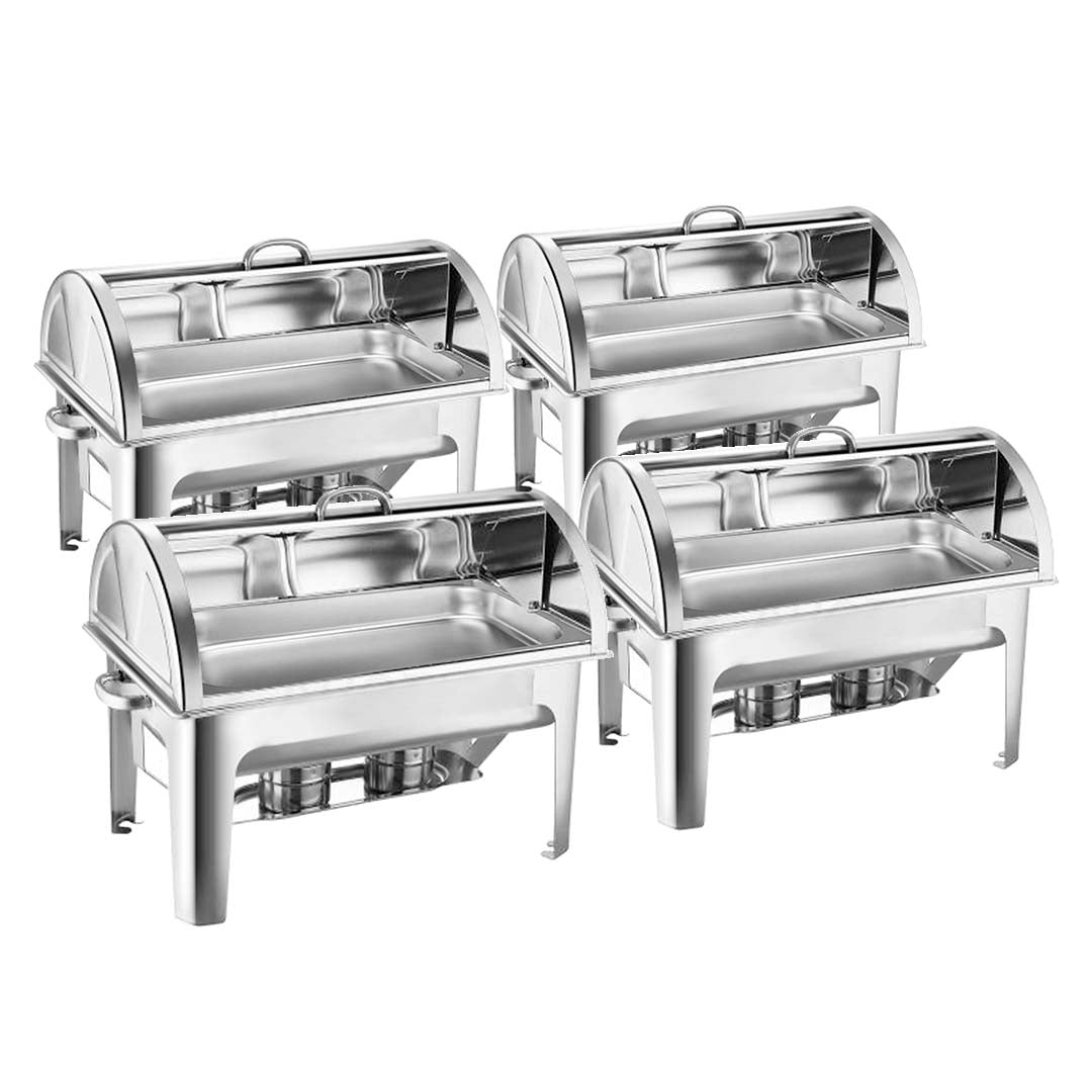 SOGA 4X 9L Stainless Steel Full Size Roll Top Chafing Dish Food Warmer $ 1215.90