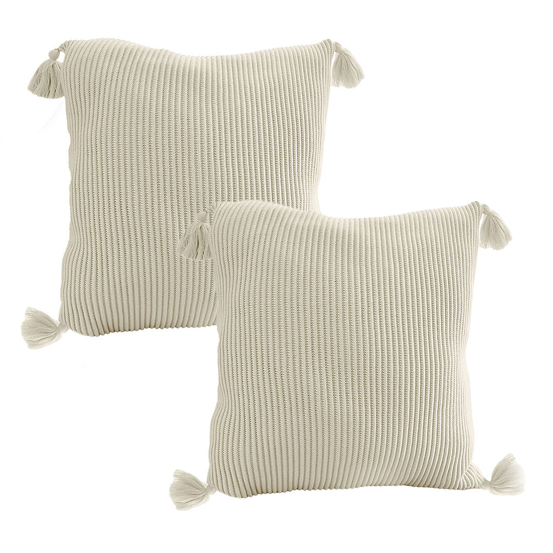 SOGA 2X 45cm Yellowish-Brown Wabi-Sabi Thickened Cotton Tassel Square Throw Pillow $ 129.50