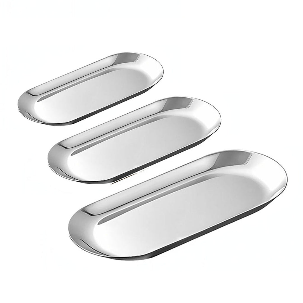 SOGA Silver Nordic Oval Plate Set Small, Medium, and Large for 3 Pieces Kitchen $ 64.50