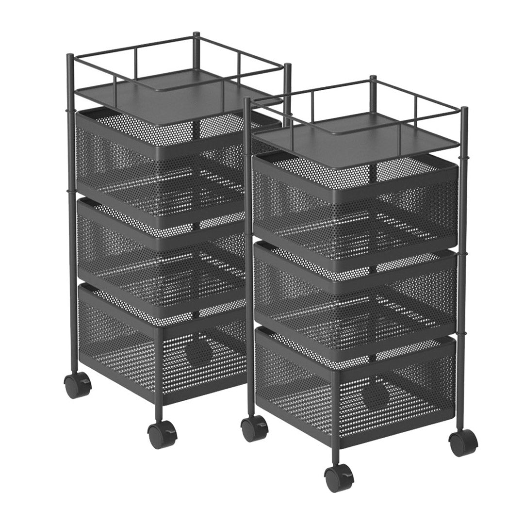 SOGA 2X 3 Tier Steel Square Rotating Kitchen Cart Multi-Functional Shelves Portable Storage Organizer with Wheels $ 151.50