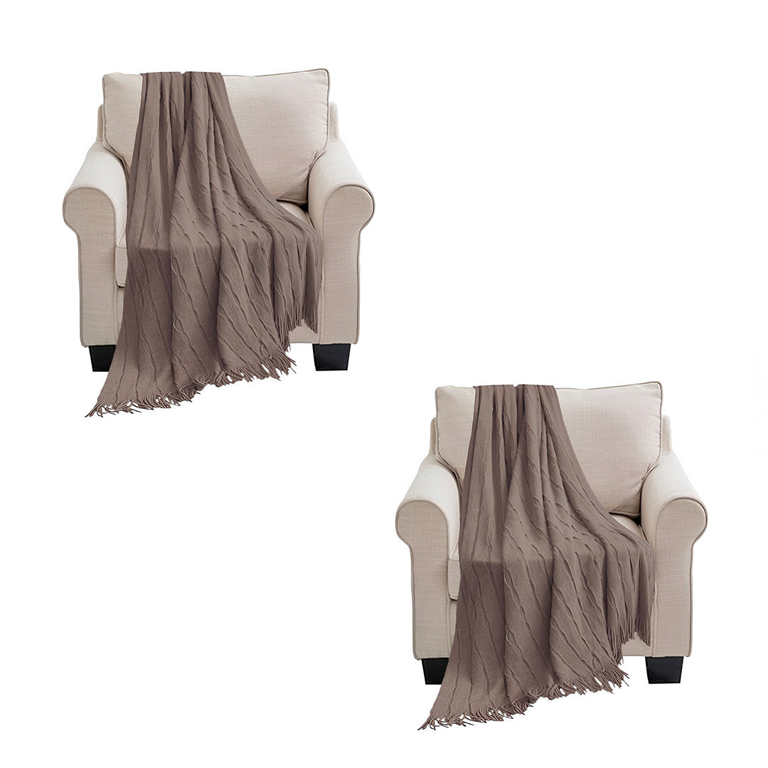 SOGA 2X Coffee Textured Knitted Throw Blanket Warm Cozy Woven Cover Couch Bed Sofa Home Decor with Tassels $ 142.50