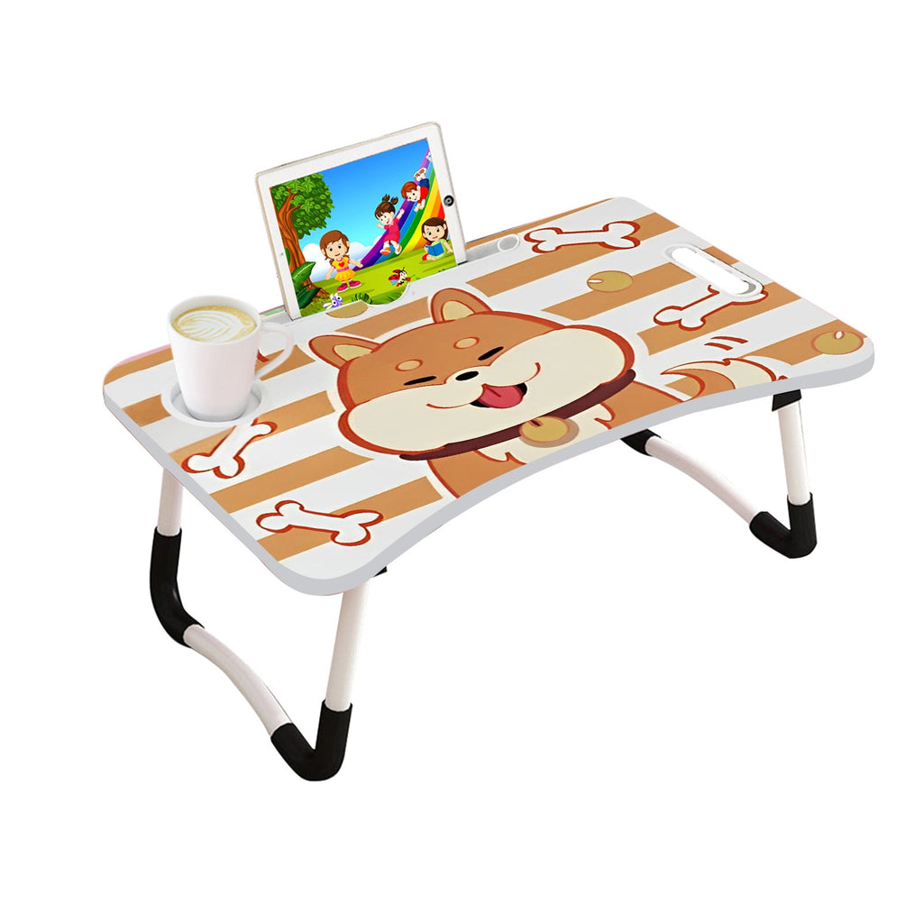 SOGA Cute Dog Design Portable Bed Table Adjustable Foldable Bed Sofa Study Table Laptop Mini Desk with Drawer and Cup Slot Home Decor $ 46.90