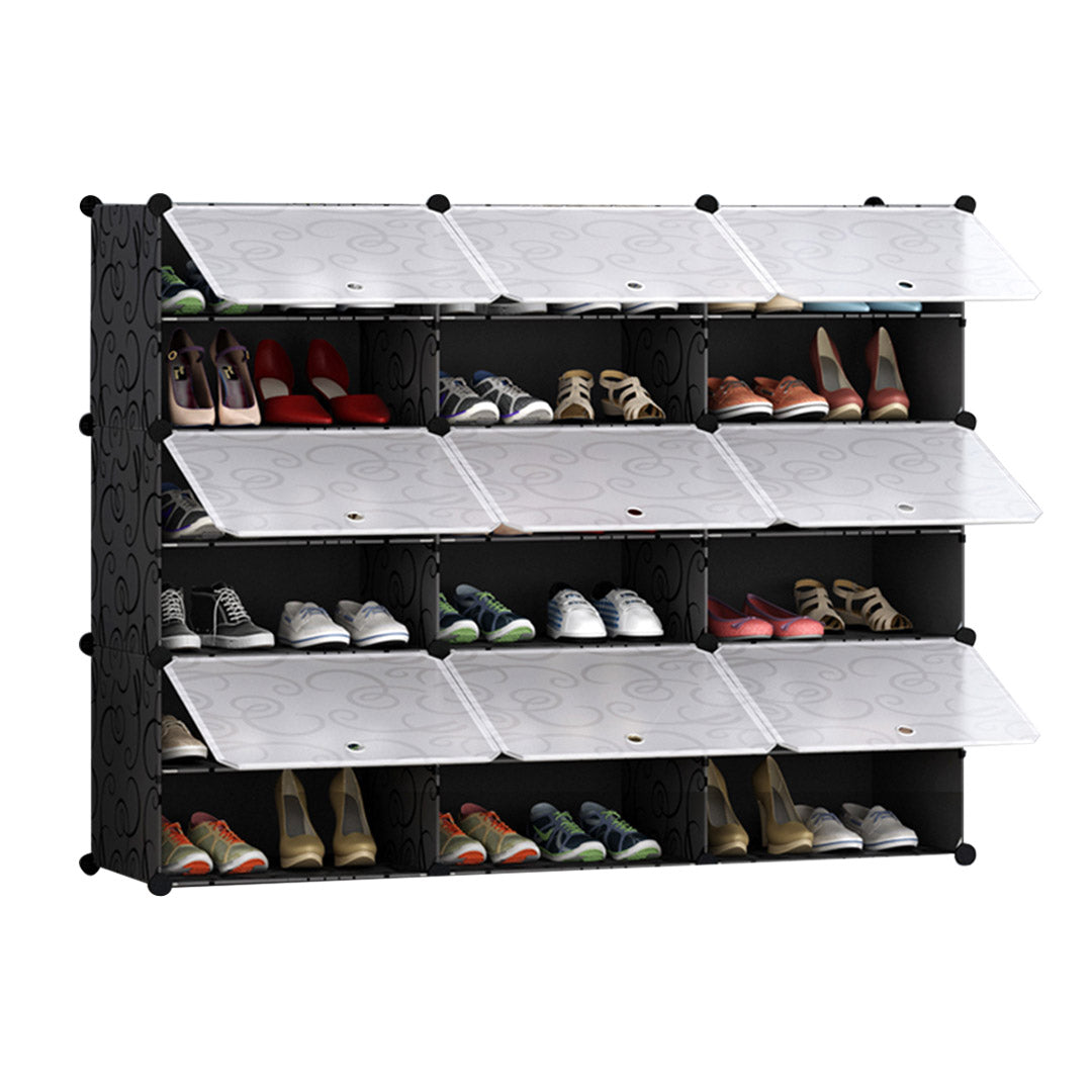 SOGA 6 Tier 3 Column Shoe Rack Organizer Sneaker Footwear Storage Stackable Stand Cabinet Portable Wardrobe with Cove $ 116.90