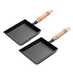 SOGA 2X Cast Iron Tamagoyaki Japanese Omelette Egg Frying Skillet Fry Pan Wooden Handle $ 96.90