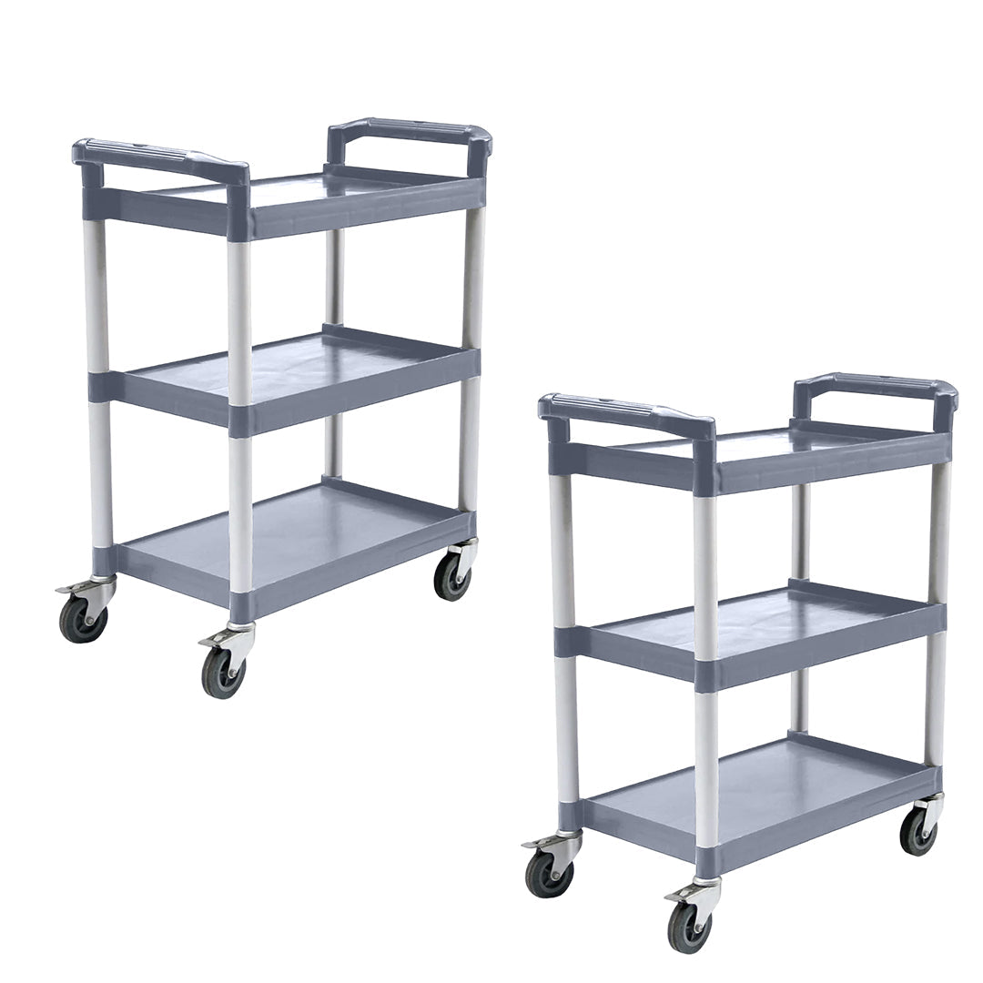SOGA 2X 3 Tier Food Trolley Portable Kitchen Cart Multifunctional Big Utility Service with wheels 830x420x950mm Gray $ 345.50