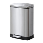 SOGA Foot Pedal Stainless Steel Rubbish Recycling Garbage Waste Trash Bin Rectangular Shape 12L Silver