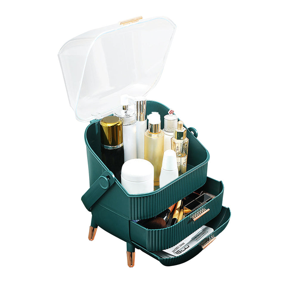 SOGA 29cm Green Countertop Makeup Cosmetic Storage Organiser Skincare Holder Jewelry Storage Box with Handle $ 58.90