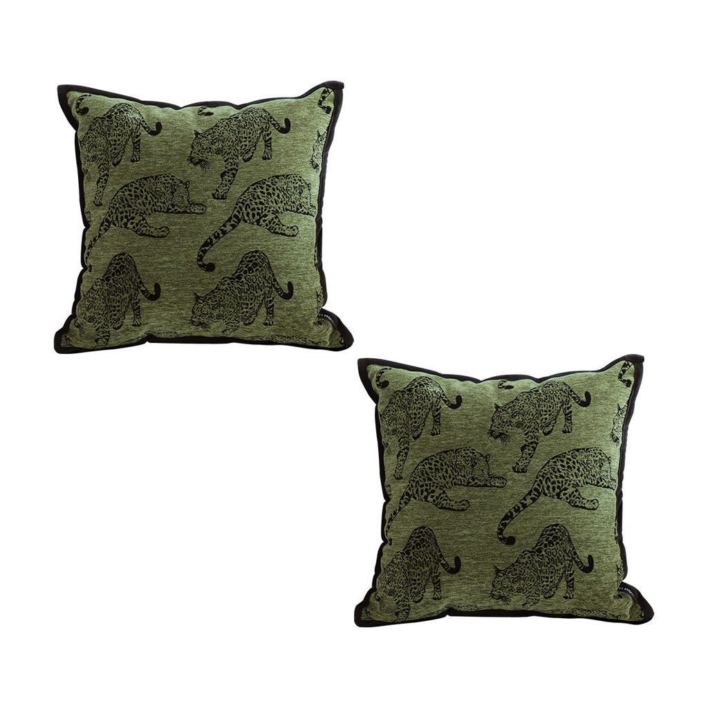 SOGA 2X 40cm Throw Pillow Green Leopard Square Retro Decorative Cushion for Living Room $ 101.50