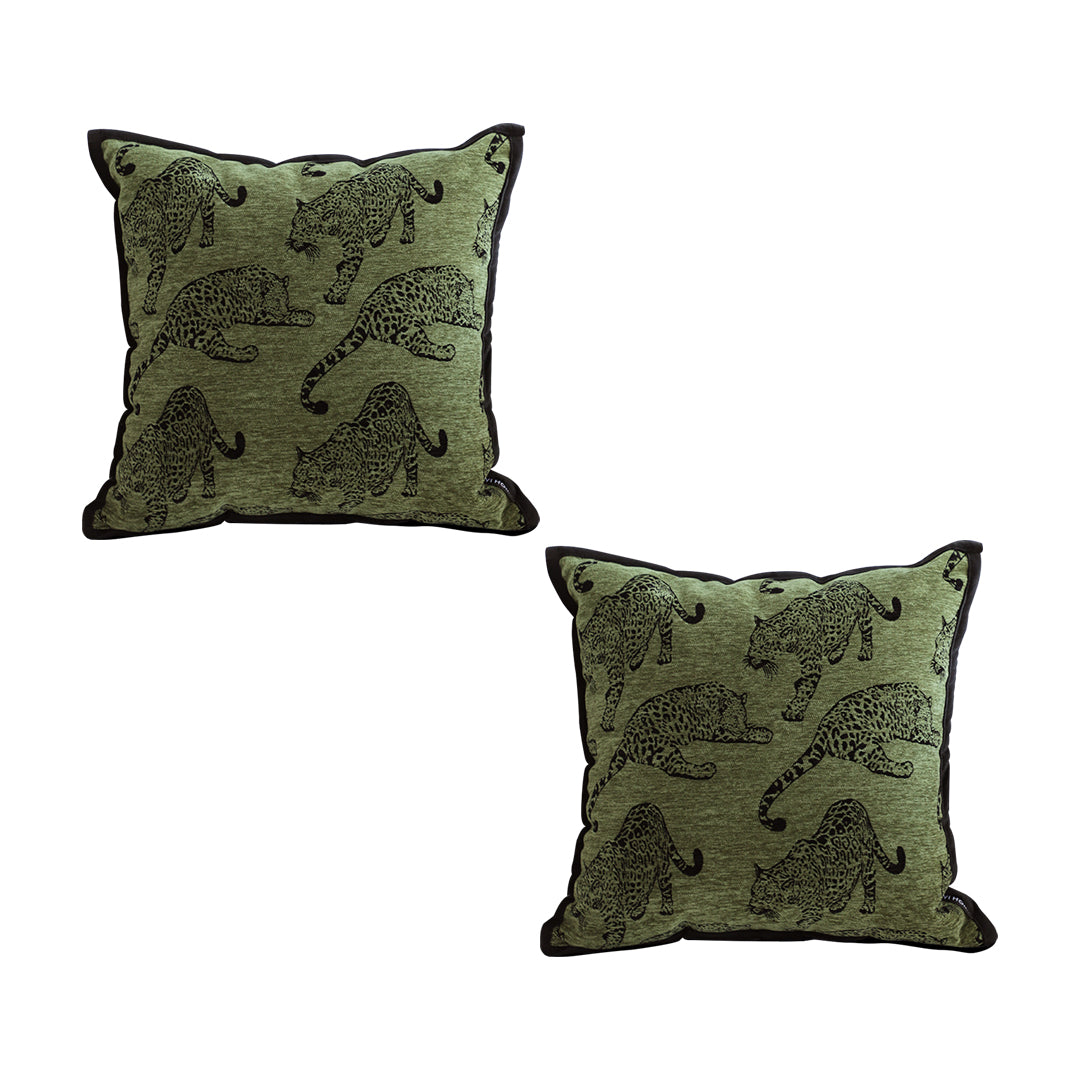 SOGA 2X 40cm Throw Pillow Green Leopard Square Retro Decorative Cushion for Living Room $ 101.50